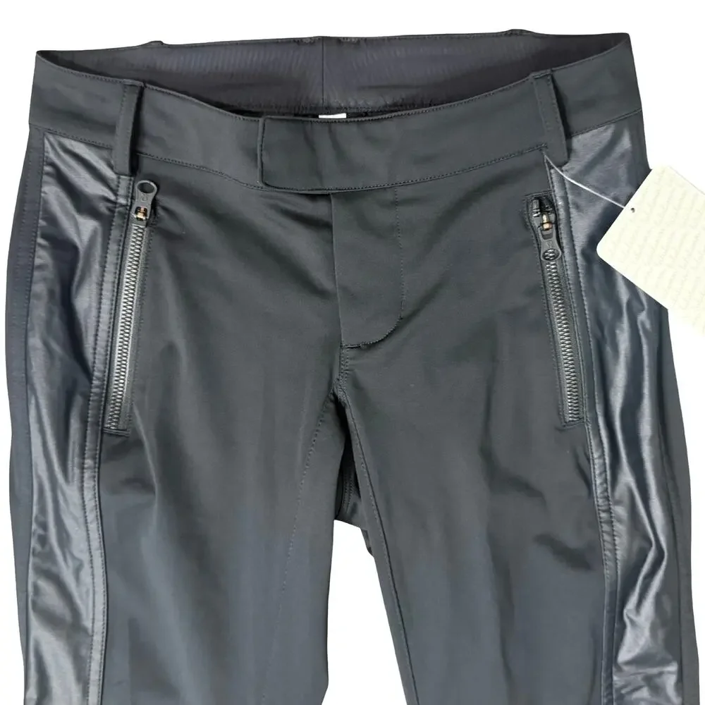 Lululemon Here To There Pant Black Vegan Leather Side Panels Slim size 4 NEW Tag